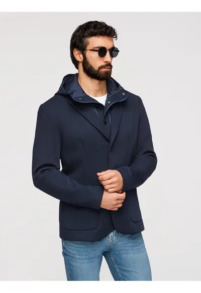 Sacou Barbati Elegant - Material Elastic - Croiala Regular - Stil Modern - Bleumarin