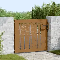 vidaXL Poartă de grădină 85x100 cm, oțel corten, design bambus