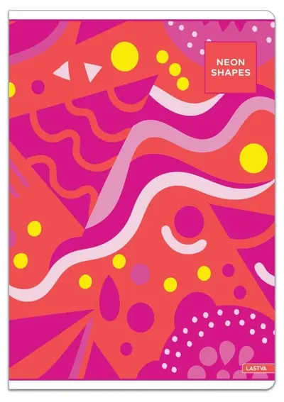 Caiet Lastva Neon Shapes - A4, 52 foi, rânduri largi, sortiment
