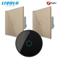 Intrerupatoare simple wireless Zigbee generatia noua + hub Zigbee, control de pe smartphone Auriu