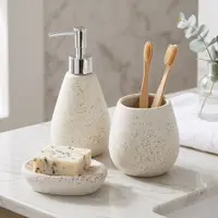 Set accesorii de baie 3 piese, din ceramică, culoare alb, design modern