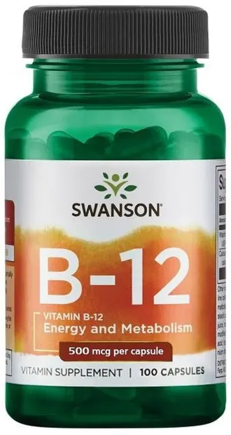 Vitamin B-12, 500 mcg, 100 capsule, Swanson