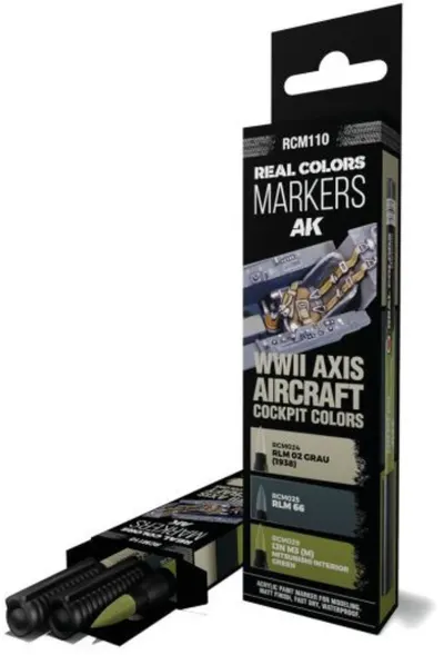 Set de 3 markere cu vopsea acrilica AK Interactive - WWII AXIS AIRCRAFT COCKPIT COLORS (RCM110)