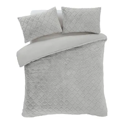 Lenjerie de pat gri din micropluș/cocolino pentru pat de o persoană 135x200 cm Cosy Diamond – Catherine Lansfield