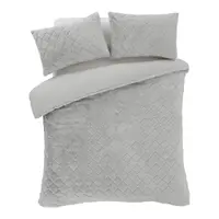Lenjerie de pat gri din micropluș/cocolino pentru pat de o persoană 135x200 cm Cosy Diamond – Catherine Lansfield