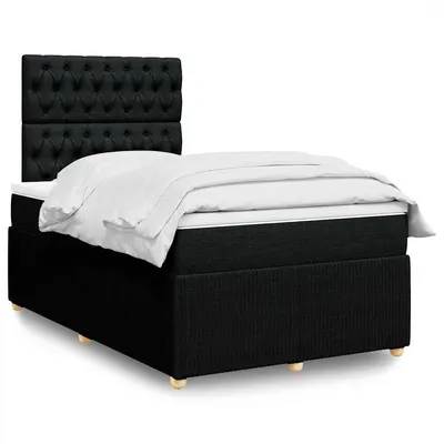 Gossi pat box spring cu saltea, negru, 120x200 cm, textil