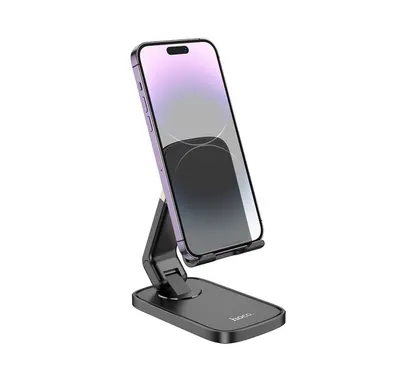 Stand Birou Telefon Hoco HD8, Pliabil, Universal 4.5–7 inch, PC + ABS + Silicon, Negru Engros
