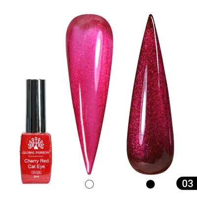 Ojă semipermanentă ochi de pisică Cherry Red Cat Eye Global Fashion, 8ml, 003 Engros