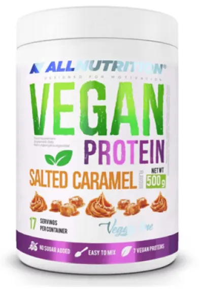 Vegan Protein, caramel sărat , 500 g, AllNutrition