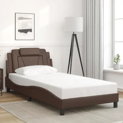 vidaXL Cadru de pat, Viana, fără saltea, maro, 100x200 cm, piele ecologică