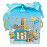 Cutii mărturii botez cu fundă mix două modele (set 50 buc) - Blue