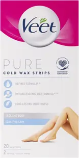 Veet Pure Benzi de ceară pentru corp și picioare pentru piele sensibilă, 20 buc