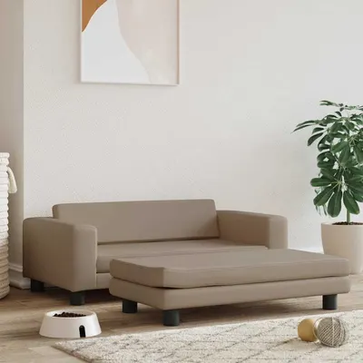 vidaXL Pat pentru câini cu extensie cappuccino 100x50x30 cm piele eco