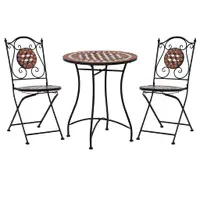 vidaXL Set de bistro mozaic, 3 piese, cărămiziu, placă ceramică