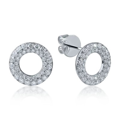Cercei rotunzi din aur alb cu diamante de 1.04ct