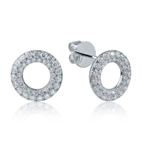 Cercei rotunzi din aur alb cu diamante de 1.04ct