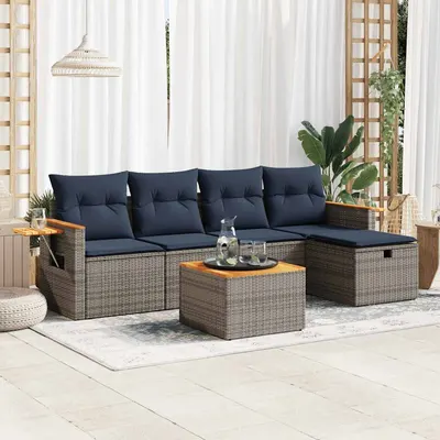 Gossi set mobilier gradina cu perne, 6 piese, gri, poliratan