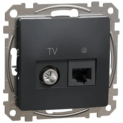 Priza TV+RJ45 Cat6 UTP Schneider Sedna Design SDD114469T, antracit