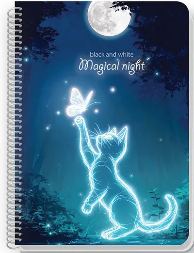 Caiet spiralat Black&White Magical Night - A4, 80 foi, sortiment