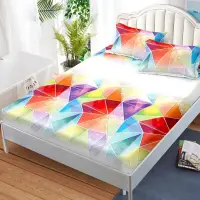 (OFERTA 3 la 159 Lei) Cearsaf cu elastic, FINET, 180x200cm, 2 fete de perne 50x70cm, Rosu, forme geometrice