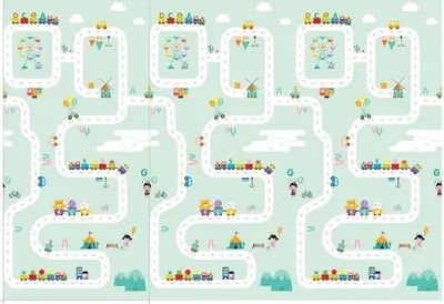 Covoras de joaca pliabil, cu doua fete pentru copii Panda Street, realizat din spuma xpe, dimensiune 180 x 200 cm, protectie impotriva loviturilor, potrivit pentru interior si exterior