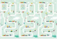 Covoras de joaca pliabil, cu doua fete pentru copii Panda Street, realizat din spuma xpe, dimensiune 180 x 200 cm, protectie impotriva loviturilor, potrivit pentru interior si exterior