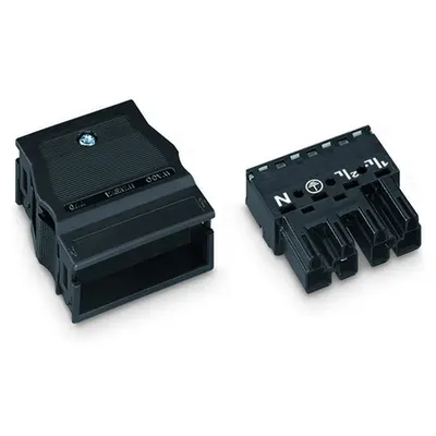 Plug; with strain relief housing; 4-pole; Cod. A; 4,00 mm²; black
