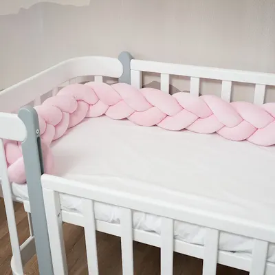Protectie laterala roz impletita Twins tip cosita, cu 3 fire 220 cm