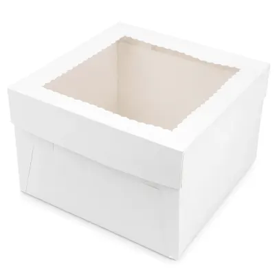 Cutie pătrată pentru tort cu fereastră (set 10 buc) - 25.4x25.4x20.3cm