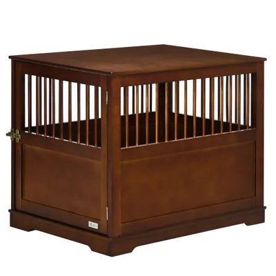 PawHut Cușcă pentru câini incl. încuietoare, suport ridicat, cutie de transport, 80,5 cm x 59,5 cm x 67,5 cm, Maro | Aosom Romania