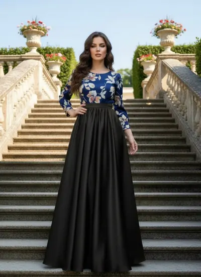 Rochie cu motive florale eleganta lunga Teo 12