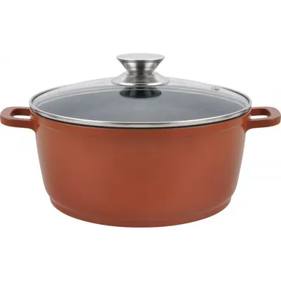 Cratita din Aluminiu, Ceramica, 24 cm, 4.5 l, cu Capac din Sticla, Grunberg