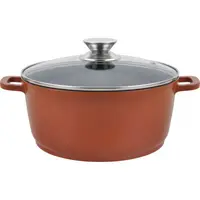 Cratita din Aluminiu, Ceramica, 24 cm, 4.5 l, cu Capac din Sticla, Grunberg