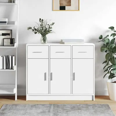 vidaXL Bufet alb 91x28x75 cm lemn stratificat