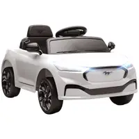 AIYAPLAY Mașină electrică pentru copii Ford Mustang Mach-E sub licență oficială 12 V telecomandă 2,4 G 2 motoare 92x55x44cm alb | Aosom Romania