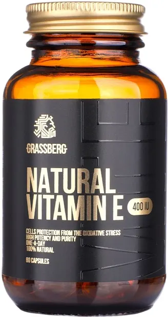 Vitamin E Natural, 400 IU, 60 capsule, Grassberg