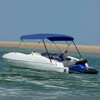 vidaXL Parasolar barcă Bimini 4 arcuri bleumarin, 243x(230-244)x137 cm