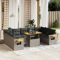 Gossi set mobilier de gradina cu perne, 10 piese, gri, poliratan