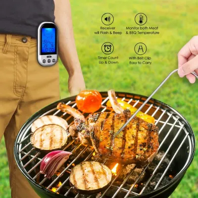 Termometru digital de bucatarie prevazut cu sonda, citire instantanee, wireless, ecran lcd