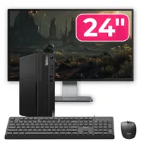 Pachet PC Second Hand Lenovo ThinkCentre M70s SFF, Intel Pentium Gold G6400 4.00GHz, 8GB DDR4, 256GB SSD NVMe + Monitor 24" + cadou tastatura si mouse OptimX Pro KM500