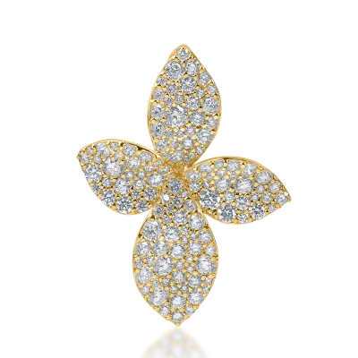 Pandantiv floral din aur galben cu diamante de 1.9ct