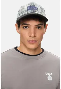 Sapca baseball unisex cu model in carouri Jermaine - Alb/Albastru