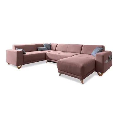Colțar roz extensibil/cu spațiu de depozitare (cu colț pe partea stângă/în formă de "U") Classy Sophie – Miuform
