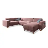 Colțar roz extensibil/cu spațiu de depozitare (cu colț pe partea stângă/în formă de "U") Classy Sophie – Miuform