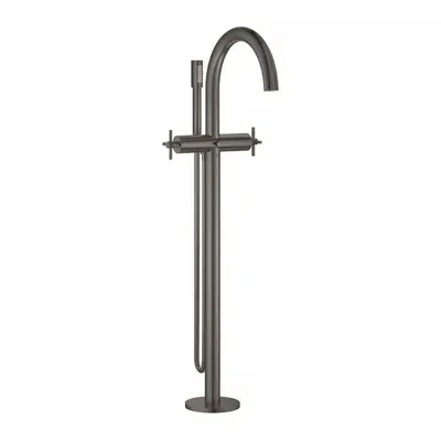 Baterie cada Grohe Atrio 25044AL3, 1/2 inch, pe podea, set dus, necesita valva, mat, Grafit