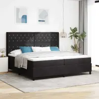 vidaXL Pat cu arcuri cu saltea cu led Negru 200 x 200 cm Catifea