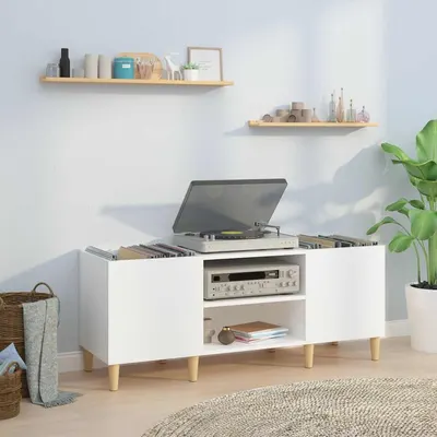 vidaXL Dulapuri pentru discuri alb lucios 121x38x48 cm, lemn prelucrat