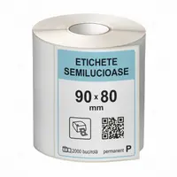 Rola etichete autoadezive semilucioase 90x80 mm, adeziv permanent, 2000 etichete rola