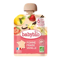 Desert bio din mere, capsuni si vanilie +6 luni, 90g, BabyBio
