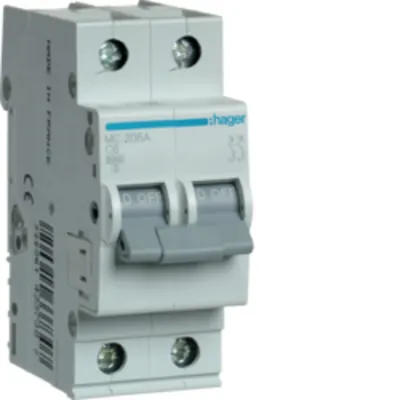 Disjunctor 2P, 6A, 6kA, C, 2M
